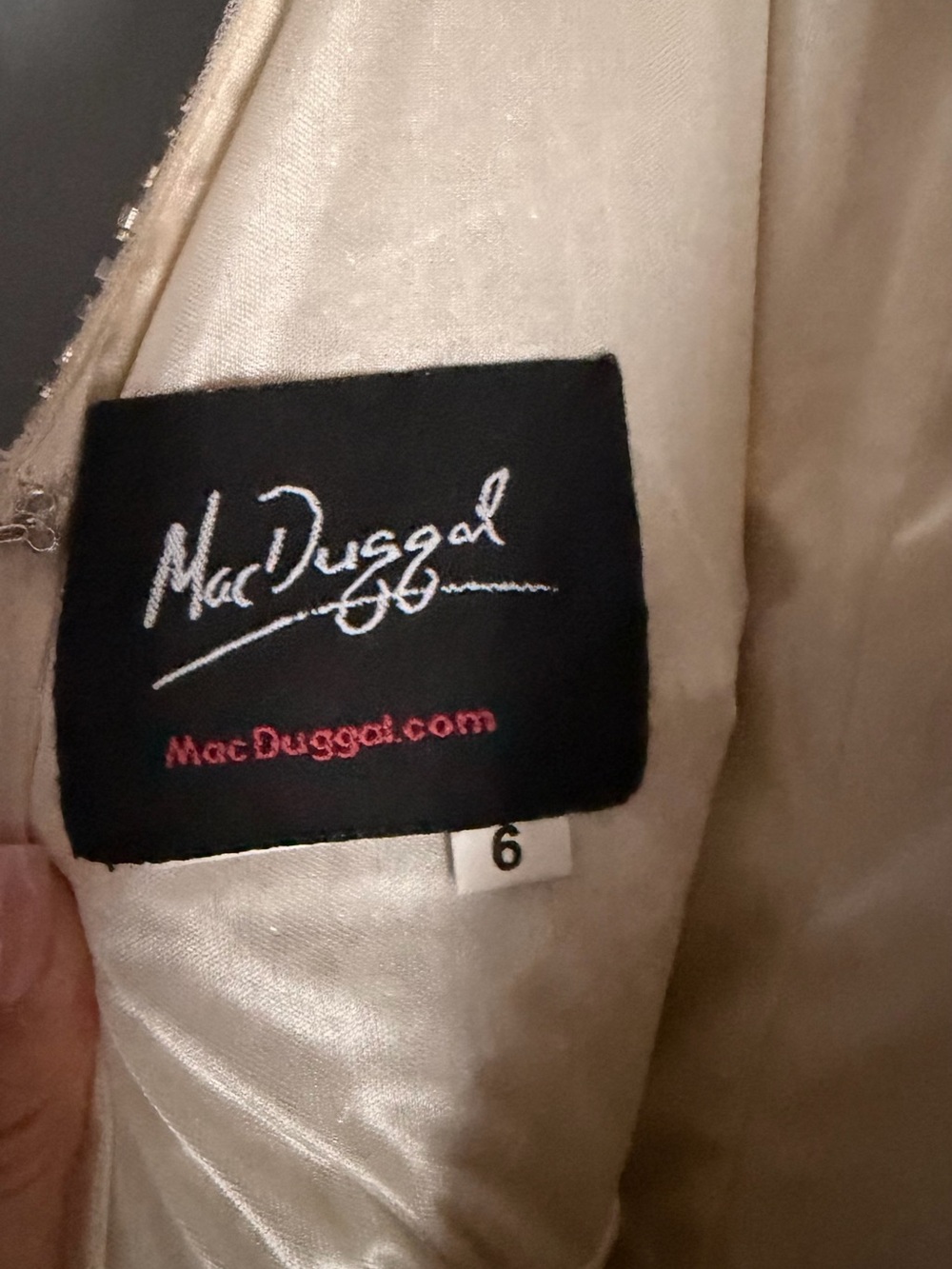 Mac Duggal Champagne Beaded Evening Gown Size 6 - Picture 3 of 6